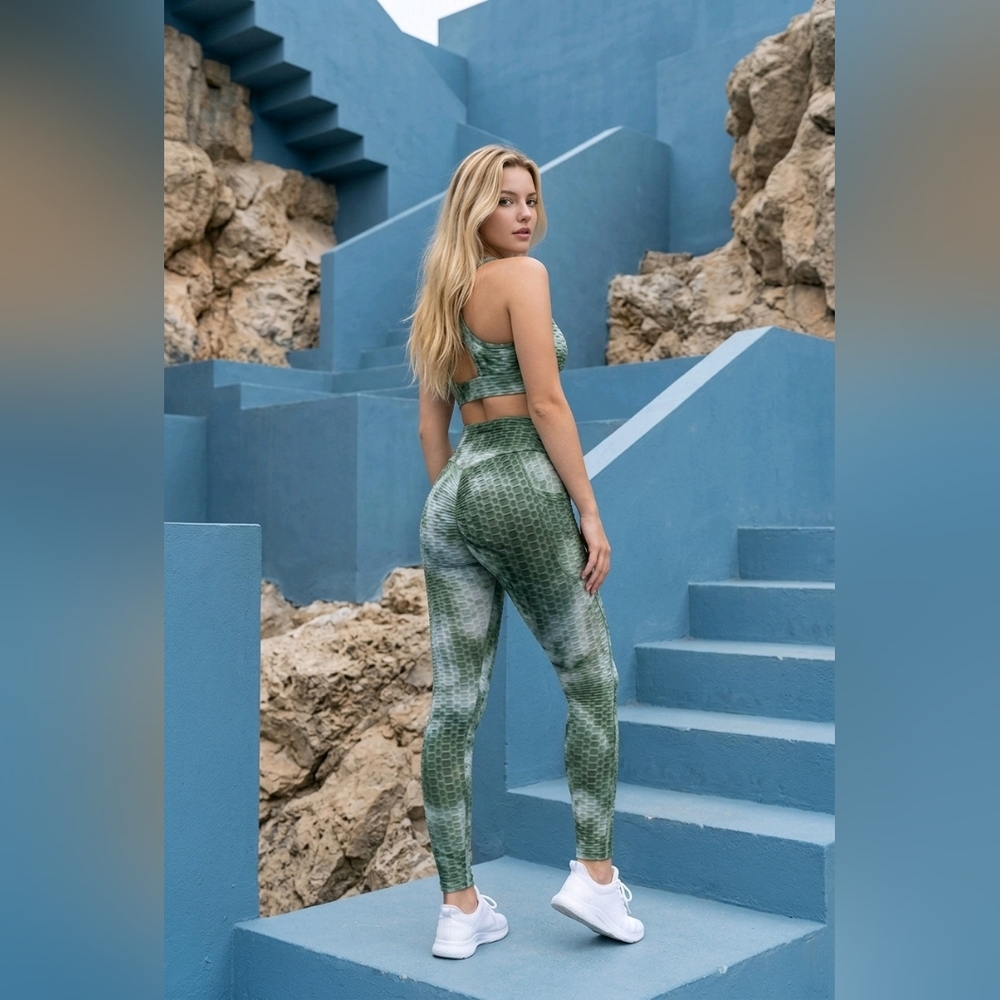 OTOS 💚 Green Honeycomb Thermal Leggings S – Fleece Lined & Body Sculpt Fit
